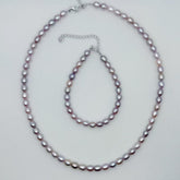 Freshwater Seedless Pearl Set Full String Necklace and Bracelet (5-6mm)AFSS002